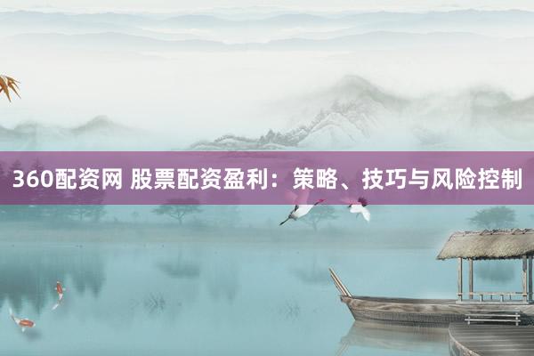 360配资网 股票配资盈利：策略、技巧与风险控制