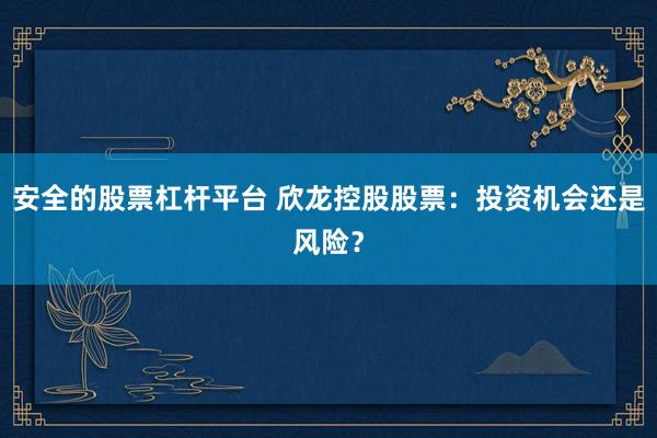 安全的股票杠杆平台 欣龙控股股票：投资机会还是风险？